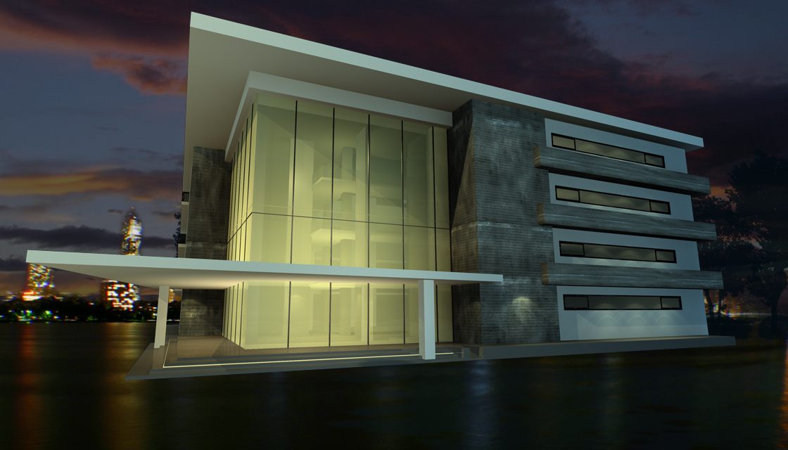 Modern waterfront office building