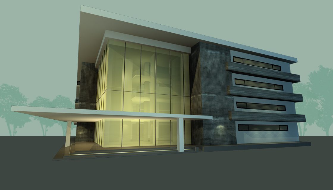 Modern waterfront office building