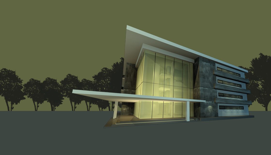Modern waterfront office building
